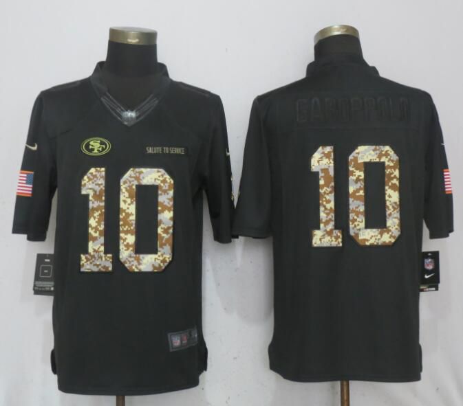 Men San Francisco 49ers #10 Garoppolo Anthracite Salute To Service Limited Nike NFL Jerseys